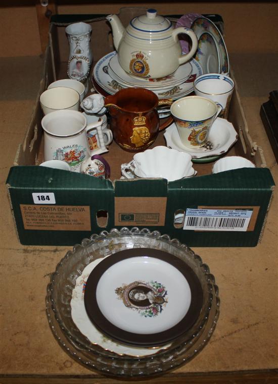 Collection Royal Commemorative wares, inc ceramics, 2 glass plates,  Aynsley, Foley & bisque QV bust etc (28)